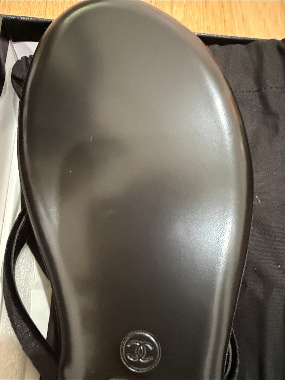 Chanel Black Suede Logo Flip Flops size 38 - Picture 7 of 8